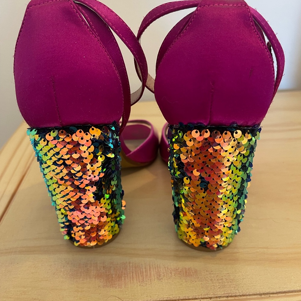 Betsey Johnson Pink Sequin Heel Sandals - Picture 3 of 4